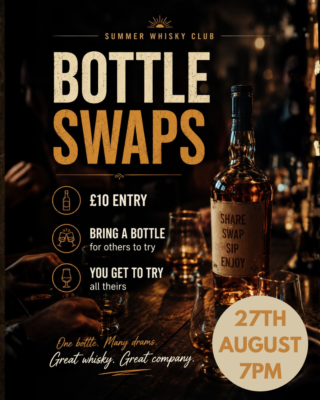 23. Whisky Club - Bottle Swaps - Thursday 27 August 7pm