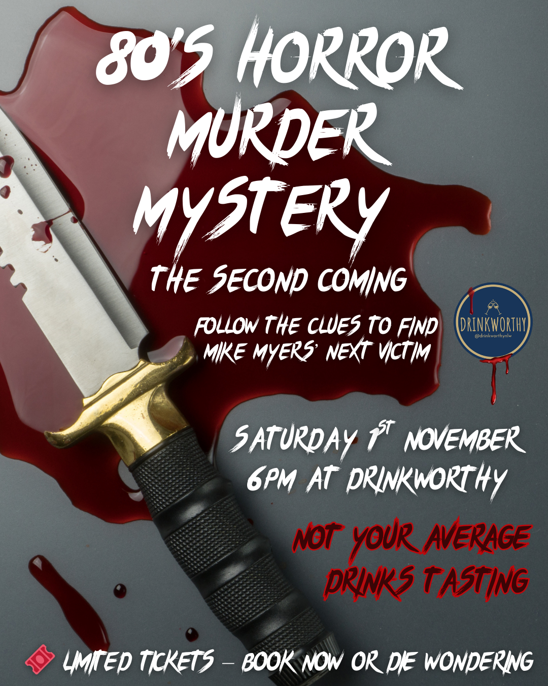 80's HORROR MURDER MYSTERY NIGHT - Saturday 1st November 2025 6pm