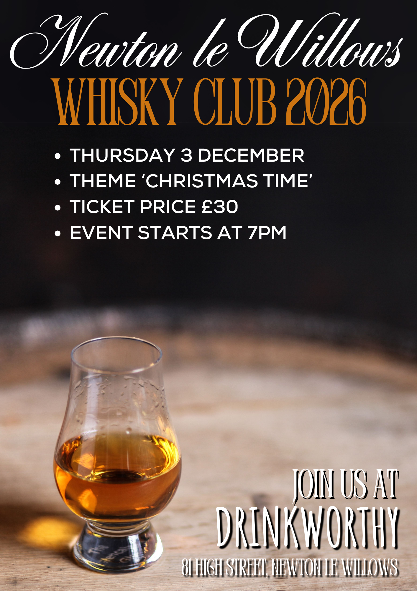 27. Whisky Tasting Night: Christmas Special | Thursday 3 December 7PM