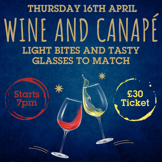 08. Wine Tasting 2026 - Thursday 16th April at 7pm - Wine & Canapés