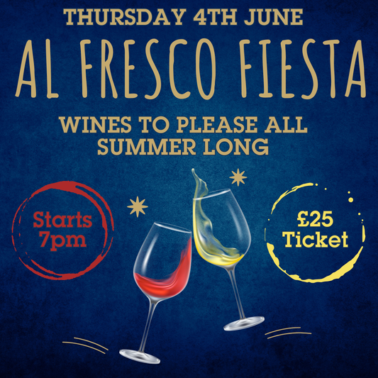 13. Wine Tasting 2026 - Thursday 4th June at 7pm - Al Fresco Fiesta