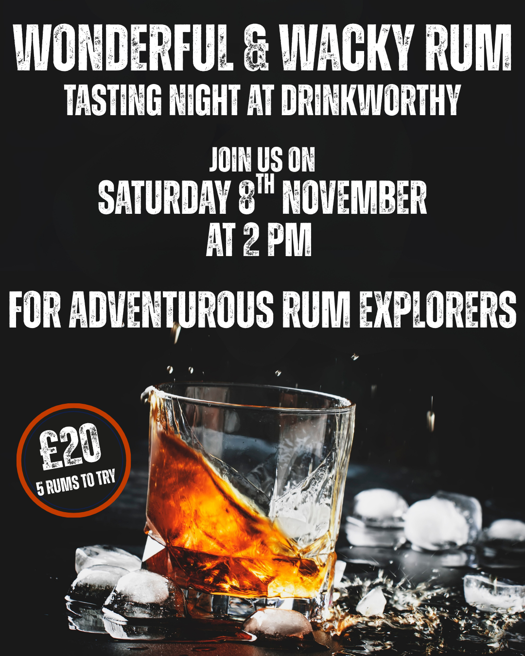 09. Wonderful & Wacky Rum Tasting at Drinkworthy Saturday 8th November