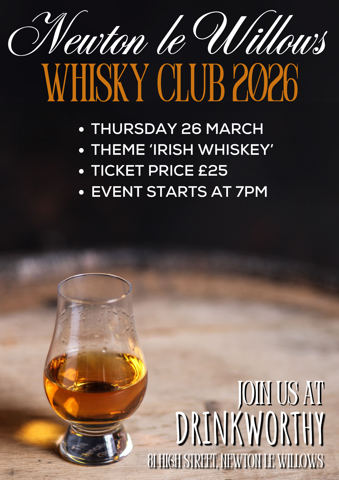 07. Newton-le-Willows Whisky Club – Thursday 26th March 2026 - “Irish Whiskey”