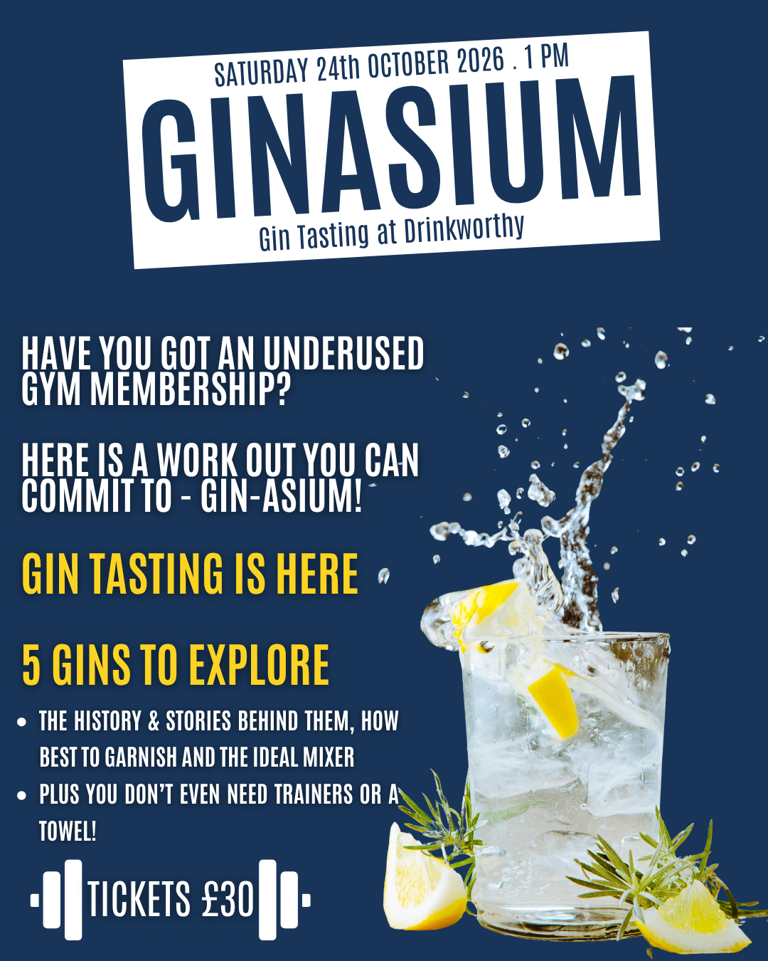 25d. GIN TASTING - SATURDAY 24 OCTOBER 2026 - 1pm