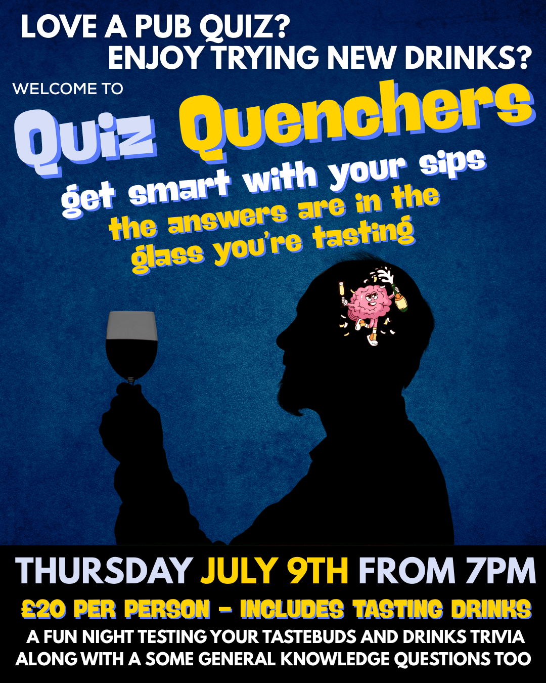 17. Quiz Quenchers | Drinks Pub Quiz & Blind Tasting Night | Thursday 9 July 7PM